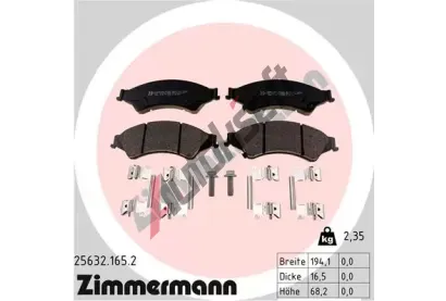 ZIMMERMANN Sada brzdovch destiek ZIM 25632.165.2, 25632.165.2