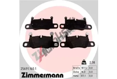 ZIMMERMANN Sada brzdovch destiek ZIM 25691.160.1, 25691.160.1