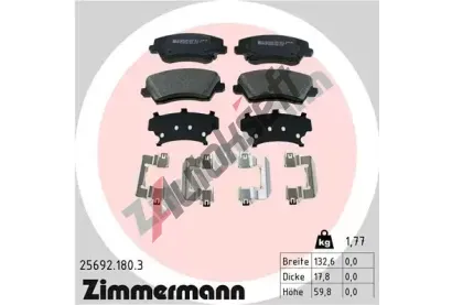 ZIMMERMANN Sada brzdovch destiek ZIM 25692.180.3, 25692.180.3