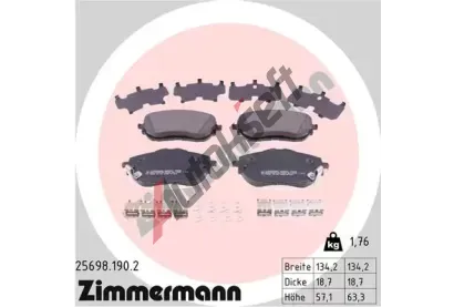 ZIMMERMANN Sada brzdovch destiek ZIM 25698.190.2, 25698.190.2