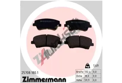 ZIMMERMANN Sada brzdových destiček ZIM 25708.180.1, 25708.180.1 ZIMMERMANN Sada brzdových destiček ZIM 25708.180.1, 25708.180.1