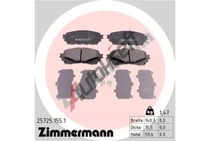 ZIMMERMANN Sada brzdovch destiek ZIM 25725.155.1, 25725.155.1