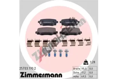 ZIMMERMANN Sada brzdovch destiek ZIM 25733.170.2, 25733.170.2