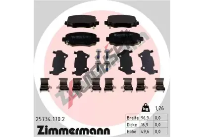 ZIMMERMANN Sada brzdovch destiek ZIM 25734.170.2, 25734.170.2