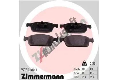 ZIMMERMANN Sada brzdovch destiek ZIM 25736.180.1, 25736.180.1