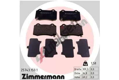 ZIMMERMANN Sada brzdovch destiek ZIM 25743.150.1, 25743.150.1