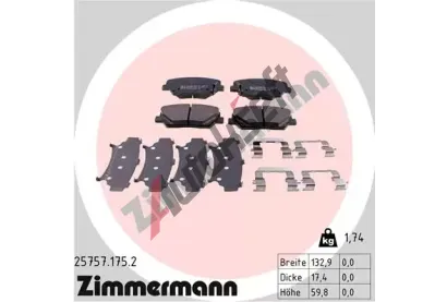 ZIMMERMANN Sada brzdovch destiek ZIM 25757.175.2, 25757.175.2