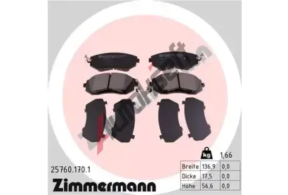 ZIMMERMANN Sada brzdovch destiek ZIM 25760.170.1, 25760.170.1