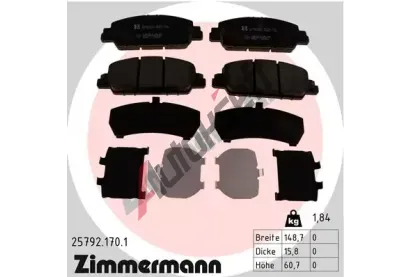 ZIMMERMANN Sada brzdovch destiek ZIM 25792.170.1, 25792.170.1