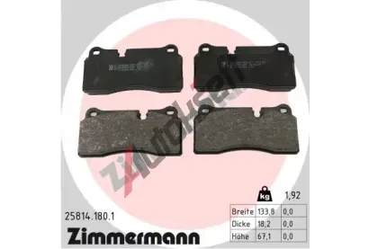 ZIMMERMANN Sada brzdov�ch desti�ek ZIM 25814.180.1, 25814.180.1