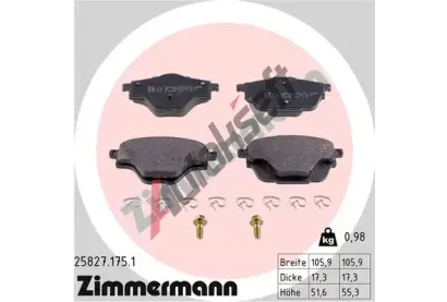 ZIMMERMANN Sada brzdovch destiek ZIM 25827.175.1, 25827.175.1