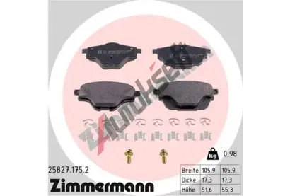 ZIMMERMANN Sada brzdovch destiek ZIM 25827.175.2, 25827.175.2