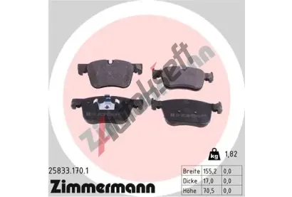 ZIMMERMANN Sada brzdovch destiek ZIM 25833.170.1, 25833.170.1