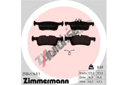 ZIMMERMANN Sada brzdovch destiek ZIM 25841.140.1, 25841.140.1