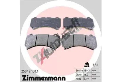 ZIMMERMANN Sada brzdovch destiek ZIM 25849.160.1, 25849.160.1
