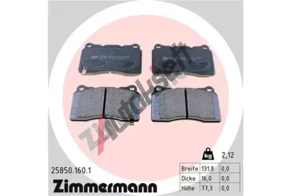 ZIMMERMANN Sada brzdovch destiek ZIM 25850.160.1, 25850.160.1