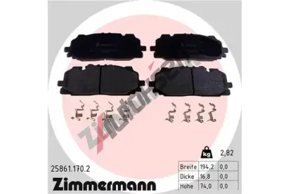 ZIMMERMANN Sada brzdovch destiek ZIM 25861.170.2, 25861.170.2