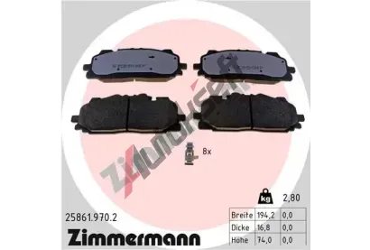 ZIMMERMANN Sada brzdovch destiek rd:z ZIM 25861.970.2, 25861.970.2