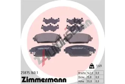 ZIMMERMANN Sada brzdovch destiek ZIM 25875.160.1, 25875.160.1