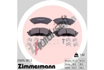 ZIMMERMANN Sada brzdovch destiek ZIM 25895.185.2, 25895.185.2