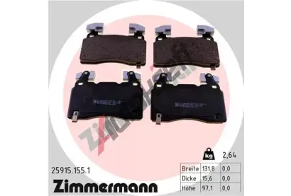 ZIMMERMANN Sada brzdovch destiek ZIM 25915.155.1, 25915.155.1