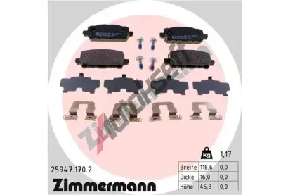 ZIMMERMANN Sada brzdovch destiek ZIM 25947.170.2, 25947.170.2