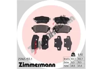 ZIMMERMANN Sada brzdovch destiek ZIM 25965.155.1, 25965.155.1