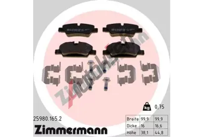 ZIMMERMANN Sada brzdovch destiek ZIM 25980.165.2, 25980.165.2