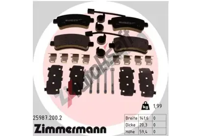 ZIMMERMANN Sada brzdových destiček ZIM 25987.200.2, 25987.200.2 ZIMMERMANN Sada brzdových destiček ZIM 25987.200.2, 25987.200.2