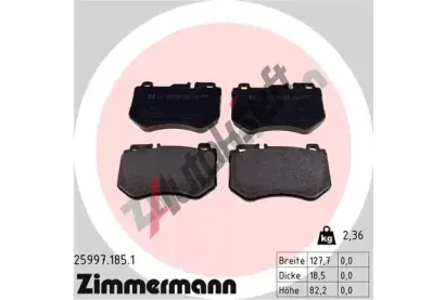 ZIMMERMANN Sada brzdových destiček ZIM 25997.185.1, 25997.185.1  ZIMMERMANN Sada brzdových destiček ZIM 25997.185.1, 25997.185.1