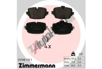 ZIMMERMANN Sada brzdovch destiek ZIM 25998.170.1, 25998.170.1