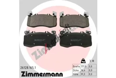 ZIMMERMANN Sada brzdových destiček ZIM 26128.165.1, 26128.165.1 ZIMMERMANN Sada brzdových destiček ZIM 26128.165.1, 26128.165.1