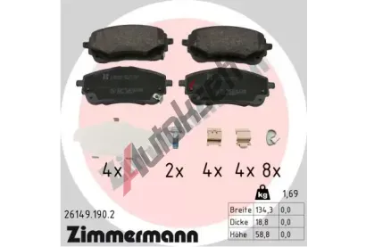 ZIMMERMANN Sada brzdovch destiek ZIM 26149.190.2, 26149.190.2