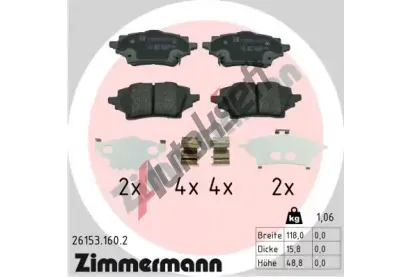 ZIMMERMANN Sada brzdovch destiek ZIM 26153.160.2, 26153.160.2