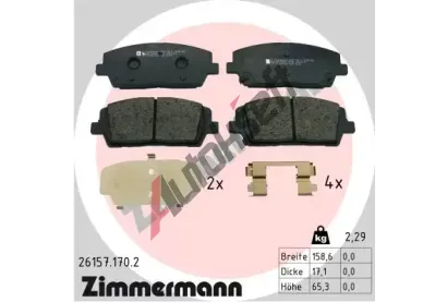 ZIMMERMANN Sada brzdových destiček ZIM 26157.170.2, 26157.170.2 ZIMMERMANN Sada brzdových destiček ZIM 26157.170.2, 26157.170.2