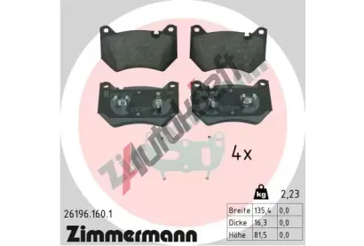 ZIMMERMANN Sada brzdovch destiek ZIM 26196.160.1, 26196.160.1