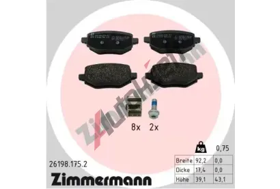 ZIMMERMANN Sada brzdovch destiek ZIM 26198.175.2, 26198.175.2