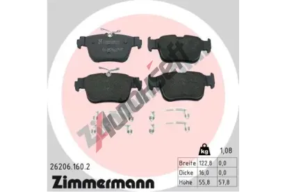 ZIMMERMANN Sada brzdovch destiek ZIM 26206.160.2, 26206.160.2