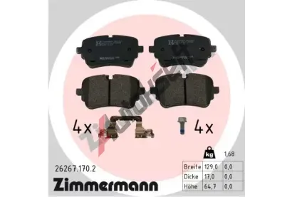 ZIMMERMANN Sada brzdov�ch desti�ek ZIM 26267.170.2, 26267.170.2