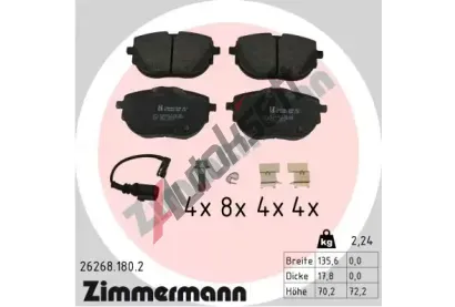 ZIMMERMANN Sada brzdovch destiek ZIM 26268.180.2, 26268.180.2
