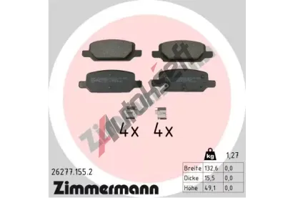 ZIMMERMANN Sada brzdov�ch desti�ek ZIM 26277.155.2, 26277.155.2