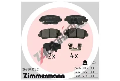 ZIMMERMANN Sada brzdov�ch desti�ek ZIM 26280.165.2, 26280.165.2