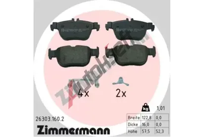ZIMMERMANN Sada brzdovch destiek ZIM 26303.160.2, 26303.160.2