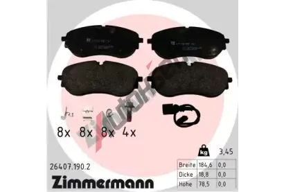ZIMMERMANN Sada brzdovch destiek ZIM 26407.190.2, 26407.190.2