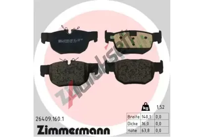 ZIMMERMANN Sada brzdov�ch desti�ek ZIM 26409.160.1, 26409.160.1