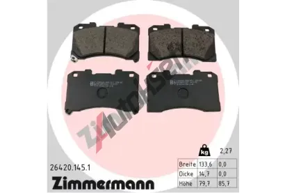 ZIMMERMANN Sada brzdových destiček ZIM 26420.145.1, 26420.145.1 ZIMMERMANN Sada brzdových destiček ZIM 26420.145.1, 26420.145.1