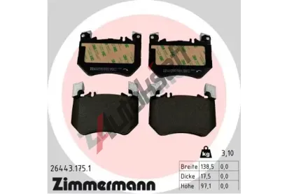 ZIMMERMANN Sada brzdov�ch desti�ek ZIM 26443.175.1, 26443.175.1