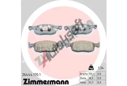 ZIMMERMANN Sada brzdovch destiek ZIM 26444.170.1, 26444.170.1