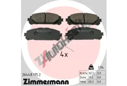 ZIMMERMANN Sada brzdovch destiek ZIM 26448.175.2, 26448.175.2