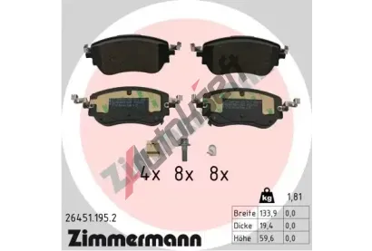 ZIMMERMANN Sada brzdovch destiek ZIM 26451.195.2, 26451.195.2